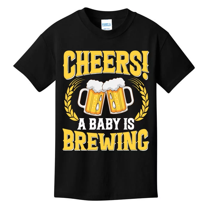 Cheers A Baby Is Brewing Funny Beer Brewer Lovers Kids T-Shirt