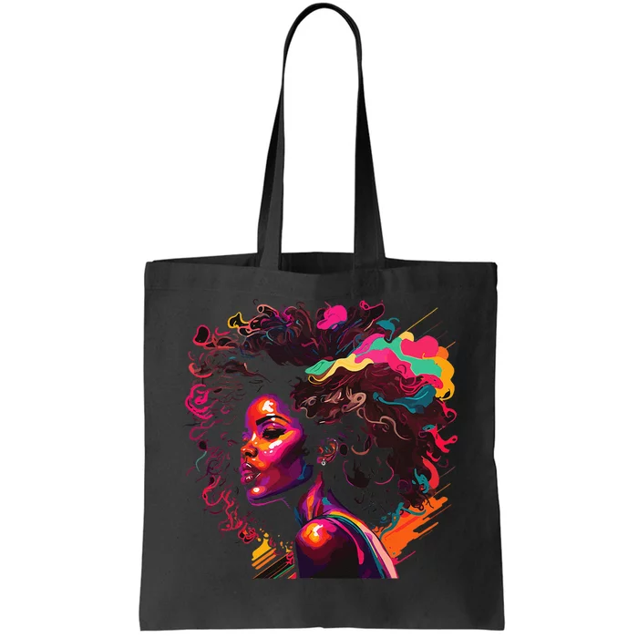 Colorful Art Black Queen Afro Melanin Dripping Junenth Tote Bag