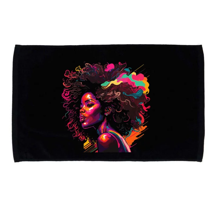 Colorful Art Black Queen Afro Melanin Dripping Junenth Microfiber Hand Towel