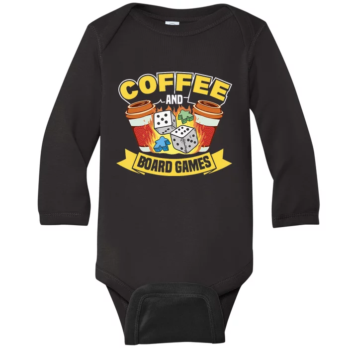 Coffee And Board Games Board Game Board Gamer Tabletop Baby Long Sleeve Bodysuit