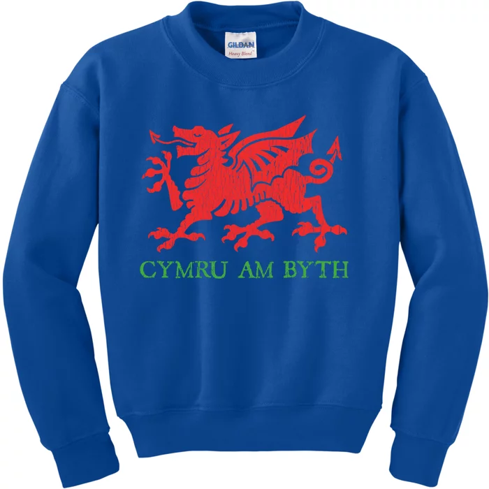 Cymru Am Byth Welsh Rugby Dragon Wales Player Pride Funny Gift Cool Gift Kids Sweatshirt