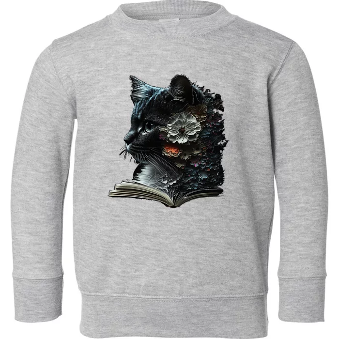 Cat Art Book Cat Motif Flowers Cat Toddler Sweatshirt