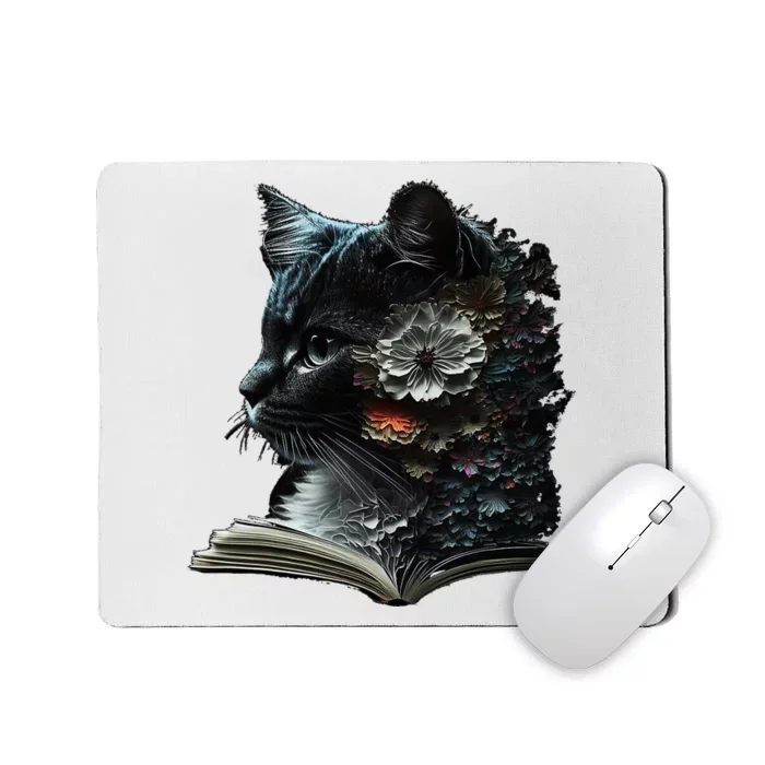 Cat Art Book Cat Motif Flowers Cat Mousepad