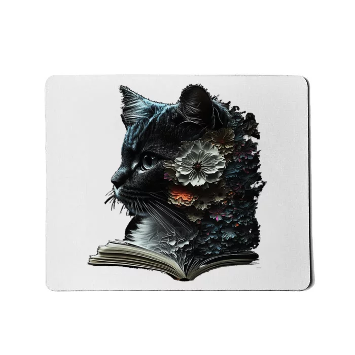 Cat Art Book Cat Motif Flowers Cat Mousepad