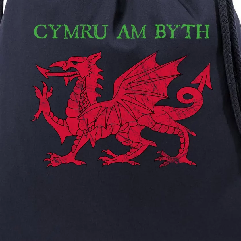 Cymru Am Byth Welsh Rugby Dragon Wales Gift Drawstring Bag