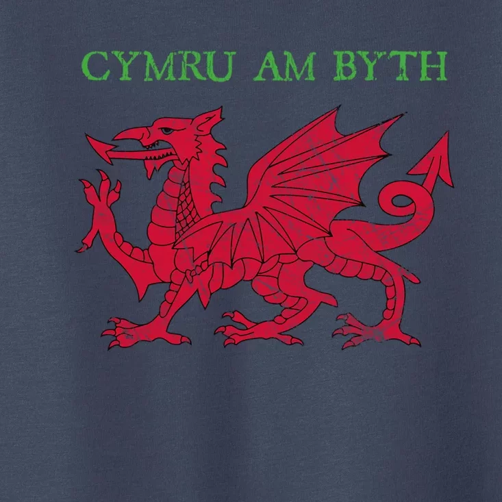 Cymru Am Byth Welsh Rugby Dragon Wales Gift Toddler T-Shirt