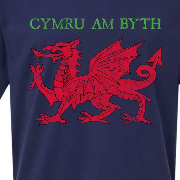 Cymru Am Byth Welsh Rugby Dragon Wales Gift Sueded Cloud Jersey T-Shirt