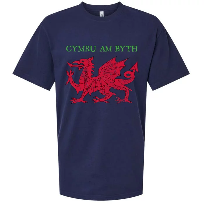 Cymru Am Byth Welsh Rugby Dragon Wales Gift Sueded Cloud Jersey T-Shirt