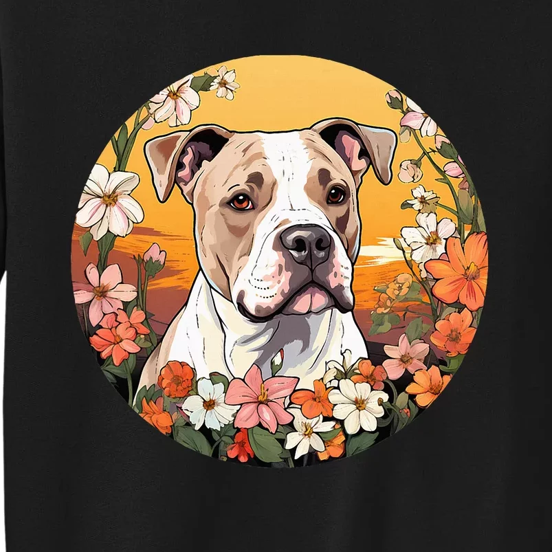 Cute American Bulldog Mountain Flower Meadow Dog Mom Sweatshirt