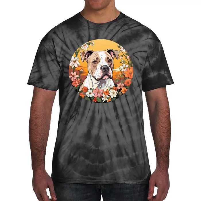 Cute American Bulldog Mountain Flower Meadow Dog Mom Tie-Dye T-Shirt