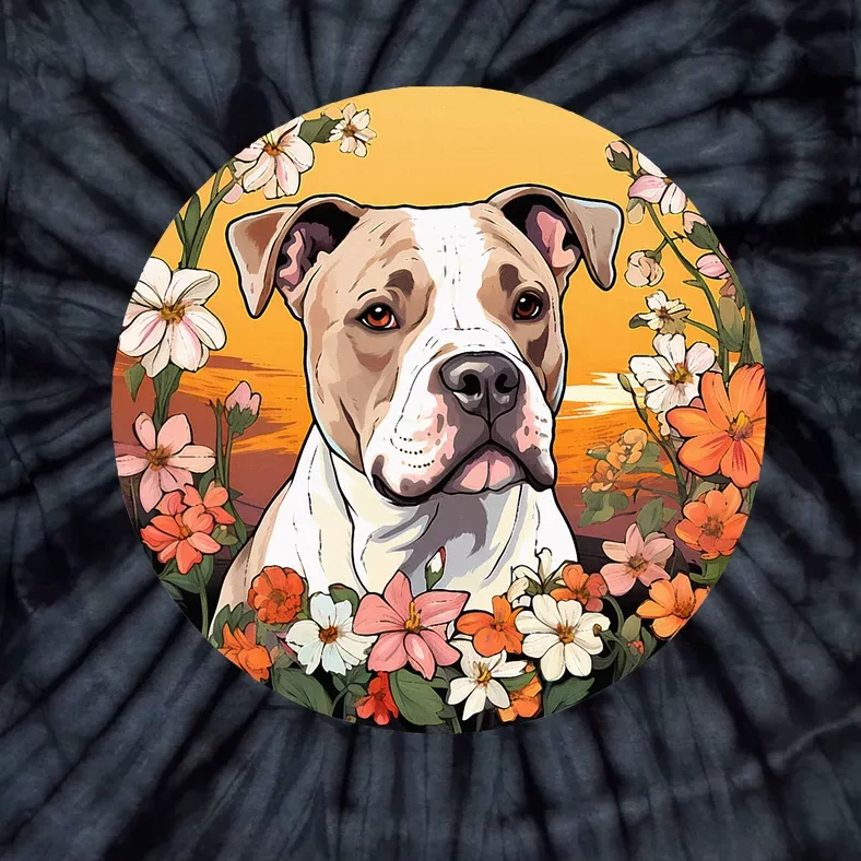 Cute American Bulldog Mountain Flower Meadow Dog Mom Tie-Dye T-Shirt