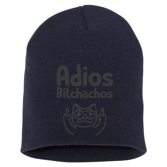 Cat Adios Bitchachos Cinco De Mayo Middle Finger Short Acrylic Beanie