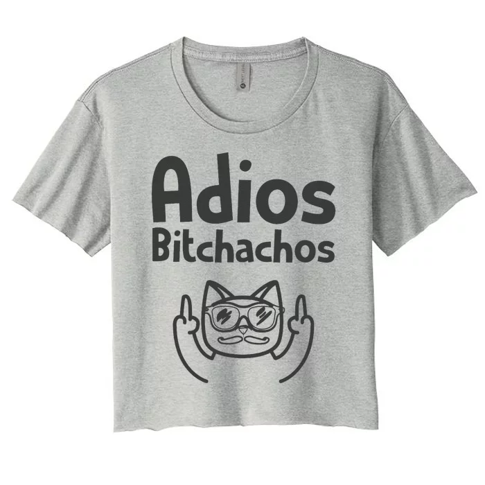 Cat Adios Bitchachos Cinco De Mayo Middle Finger Women's Crop Top Tee