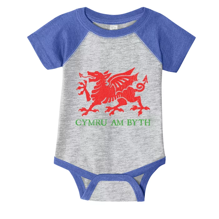 Cymru Am Byth Welsh Rugby Dragon Wales Player Pride Funny Gift Infant Baby Jersey Bodysuit