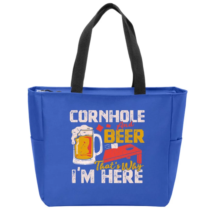 Cornhole And Beer That's Why I'm Here Cornhole Player Funny Gift Great Gift Zip Tote Bag