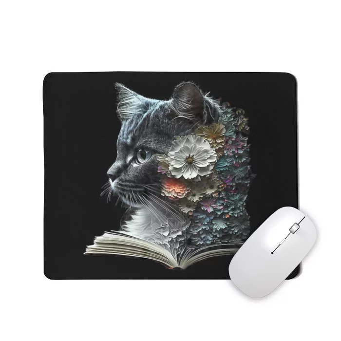 Cat Art Book Cat Motif Flowers Cat Mousepad