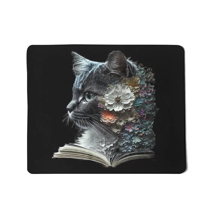 Cat Art Book Cat Motif Flowers Cat Mousepad