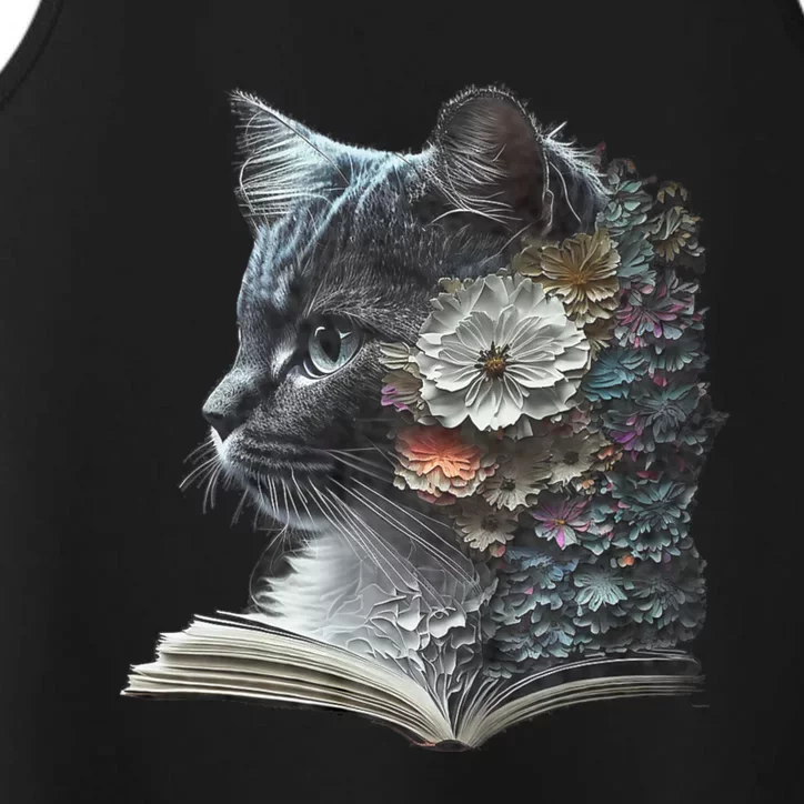 Cat Art Book Cat Motif Flowers Cat Performance Tank