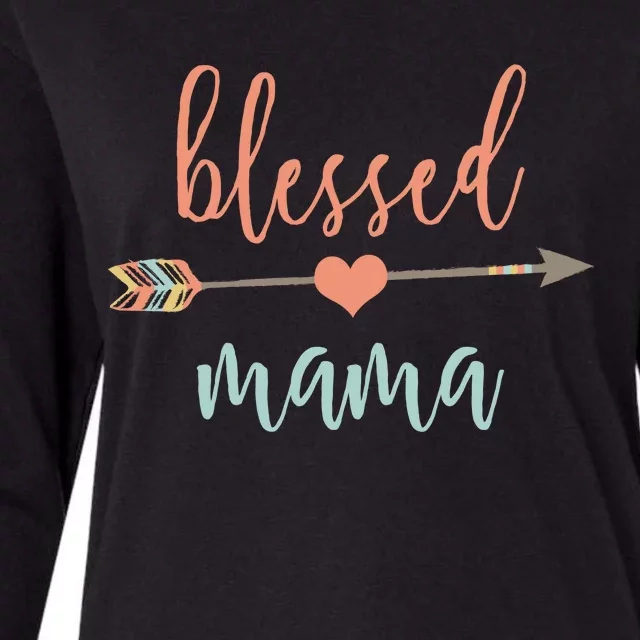 Cute Arrow Blessed Mama Cool Gift Announcet Womens Cotton Relaxed Long Sleeve T-Shirt