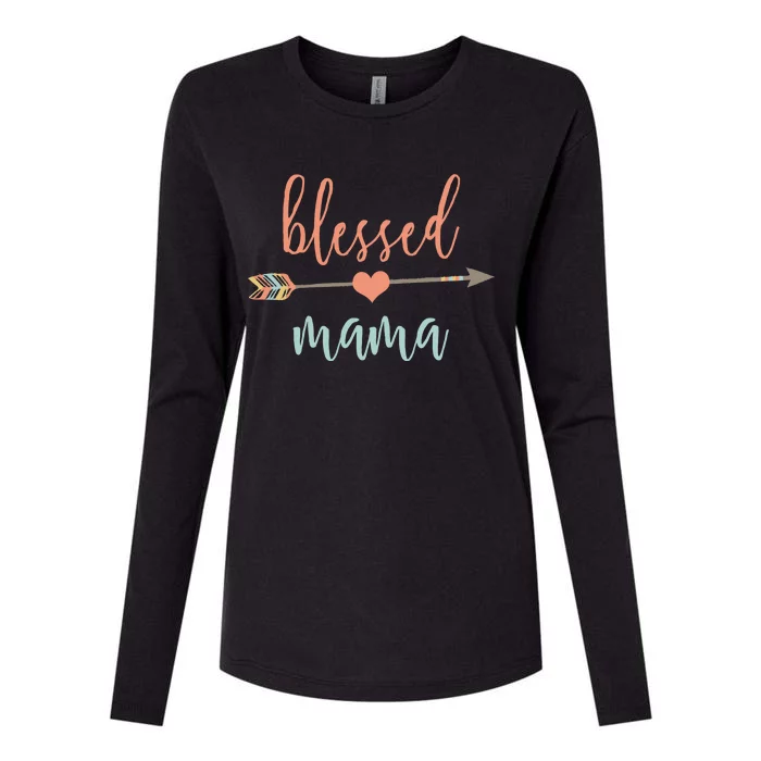 Cute Arrow Blessed Mama Cool Gift Announcet Womens Cotton Relaxed Long Sleeve T-Shirt