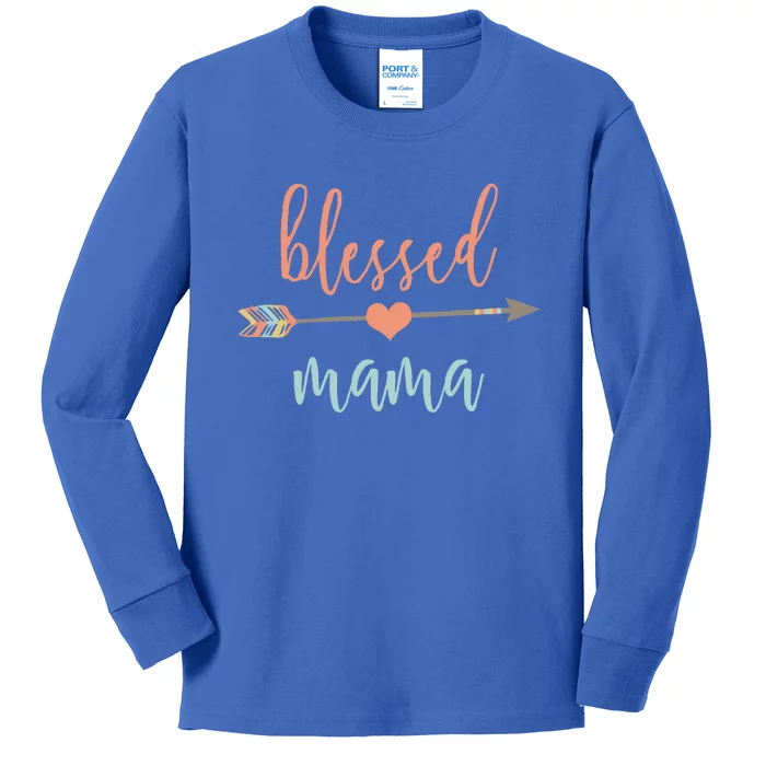 Cute Arrow Blessed Mama Cool Gift Announcet Kids Long Sleeve Shirt