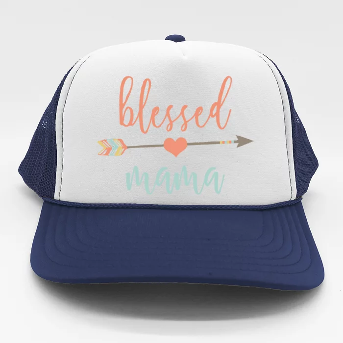 Cute Arrow Blessed Mama Cool Gift Announcet Trucker Hat