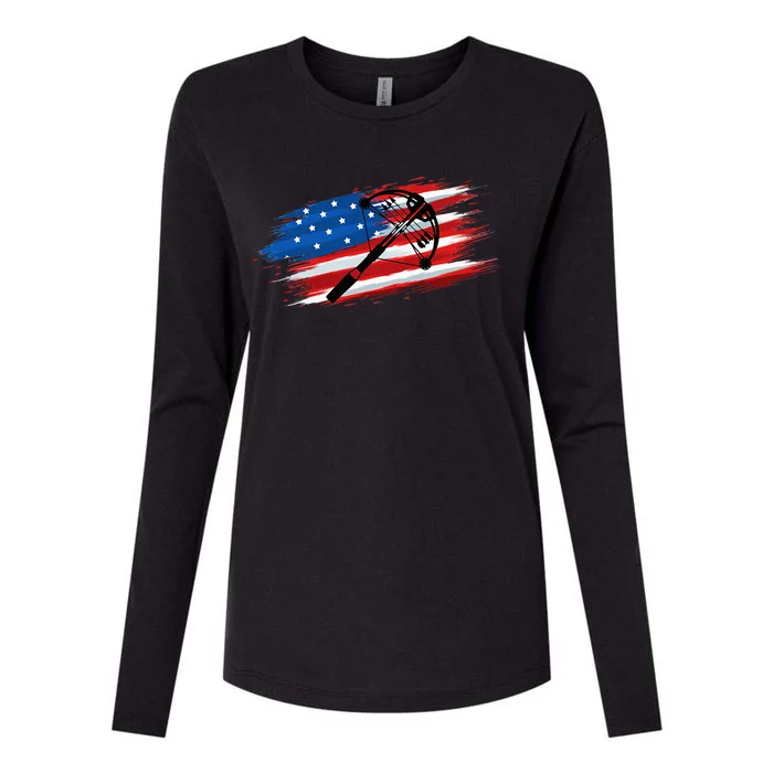 Crossbow Archery Bow Hunting American Flag For Men Women Womens Cotton Relaxed Long Sleeve T-Shirt