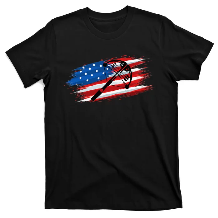 Crossbow Archery Bow Hunting American Flag For Men Women T-Shirt