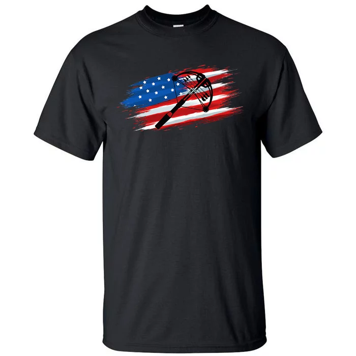 Crossbow Archery Bow Hunting American Flag For Men Women Tall T-Shirt