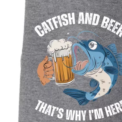 Catfish And Beer ThatS Why IM Here Catfish Fishing Cool Gift Doggie 3-End Fleece Hoodie