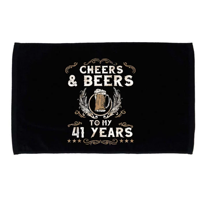 Cheers and Beers to 41 Years 41st Birthday Anniversary Microfiber Hand Towel