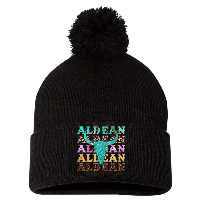 cowhide aldean bullhorn Pom Pom 12in Knit Beanie