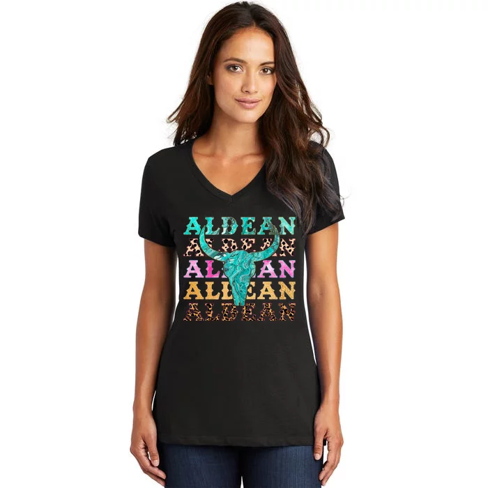 cowhide aldean bullhorn Women's V-Neck T-Shirt