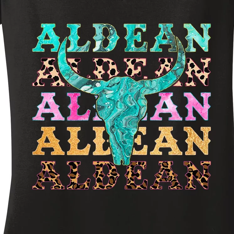 cowhide aldean bullhorn Women's V-Neck T-Shirt