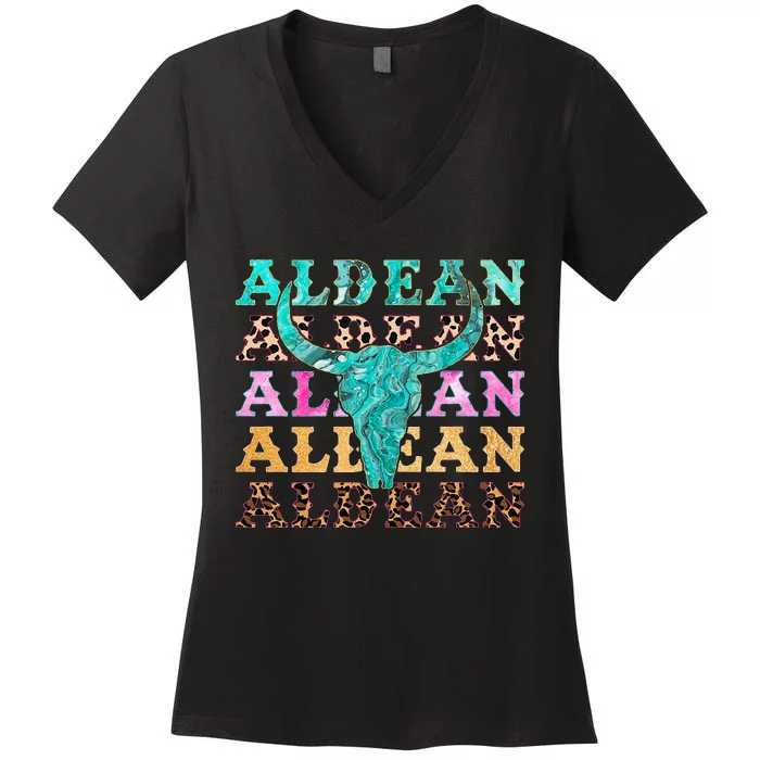 cowhide aldean bullhorn Women's V-Neck T-Shirt