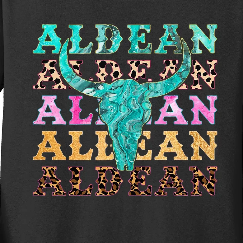 cowhide aldean bullhorn Kids Long Sleeve Shirt