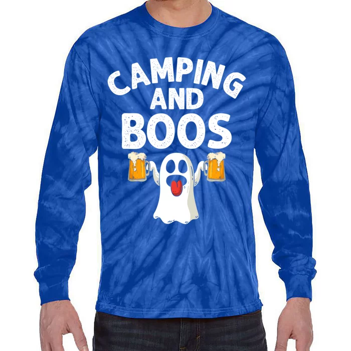 Camping And Boos Funny Halloween Ghost Beer Camping Lover Gift Tie-Dye Long Sleeve Shirt