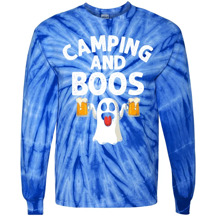 Camping And Boos Funny Halloween Ghost Beer Camping Lover Gift Tie-Dye Long Sleeve Shirt