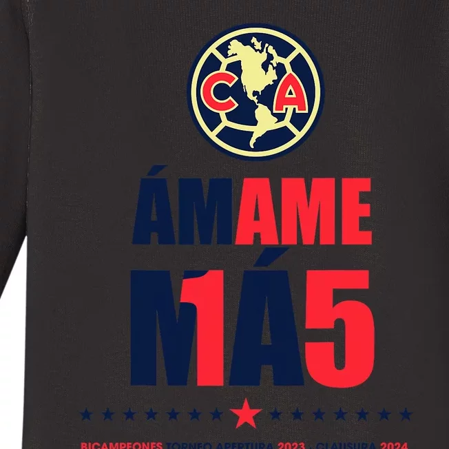 Club America Bicampeon Torneo Apertura 2023 Clausura 2024 Baby Long Sleeve Bodysuit