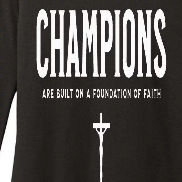 Champions Are Built On Faith Bible Christian Cross Womens CVC Long Sleeve Shirt