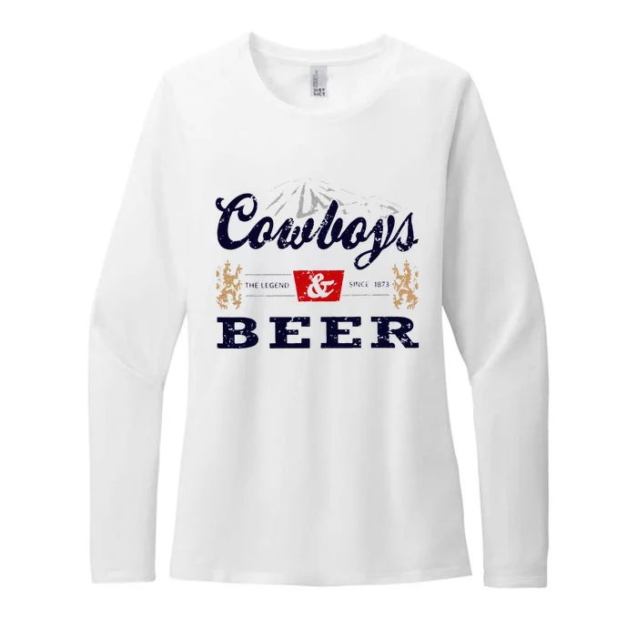 Cow And Beer Outfit For Women Rodeo Western Country Womens CVC Long Sleeve Shirt