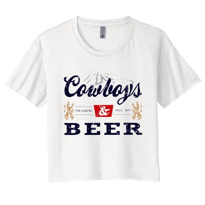 Cow And Beer Outfit For Women Rodeo Western Country Women's Crop Top Tee