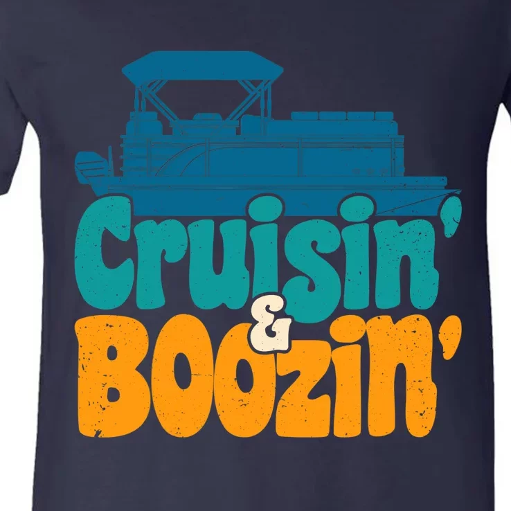 Cruisin' and Boozin' Party Pontoon Boat Booze Captain V-Neck T-Shirt