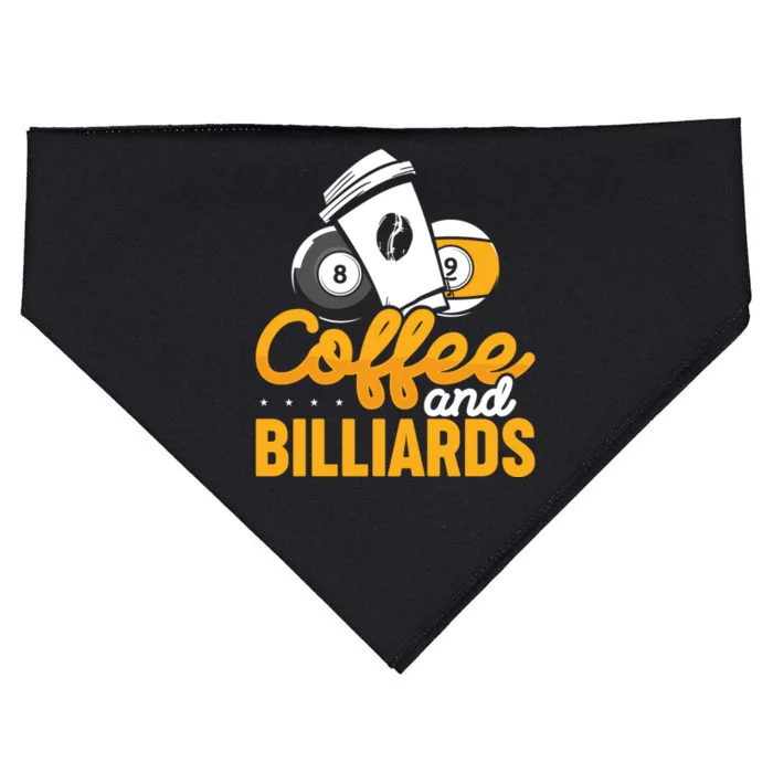 Coffee And Billiards 8 Ball Playing Pool Billards Gift USA-Made Doggie Bandana