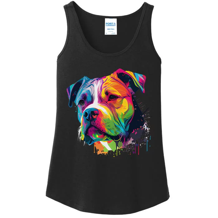 Colorful American Bulldog American Bully Ladies Essential Tank