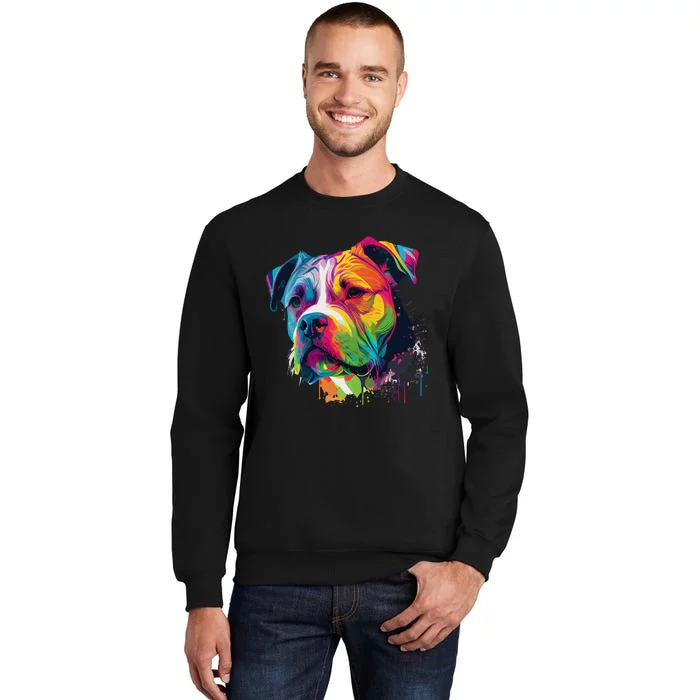 Colorful American Bulldog American Bully Tall Sweatshirt