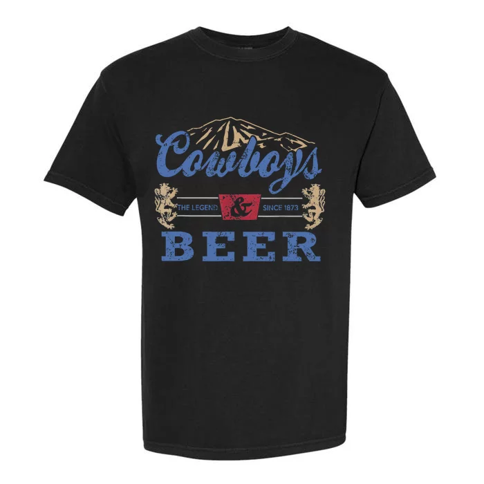 Cowboys And Beer Tee Women Rodeo Costume Western Vintage Garment-Dyed Heavyweight T-Shirt