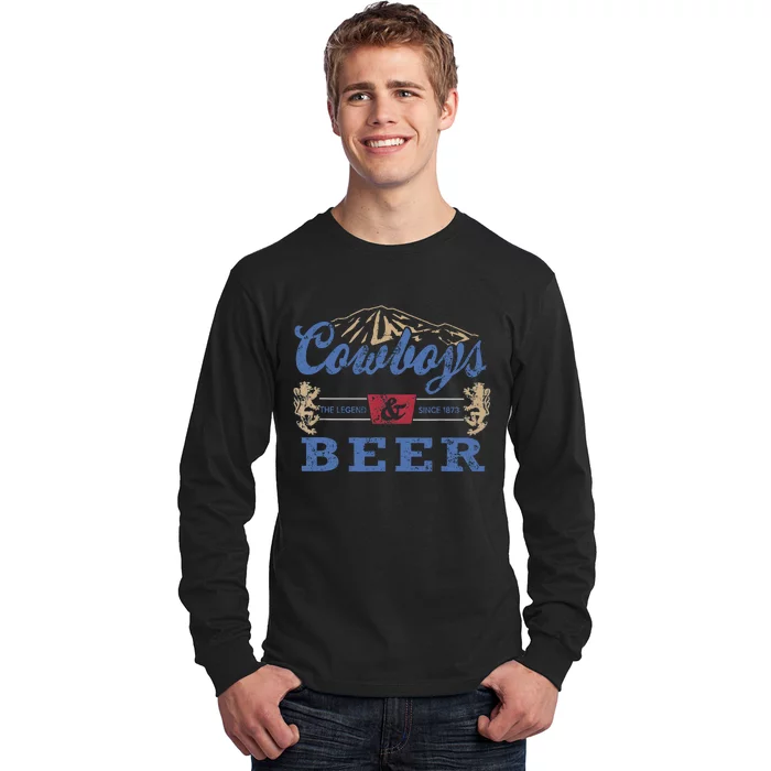 Cowboys And Beer Tee Women Rodeo Costume Western Vintage Long Sleeve Shirt