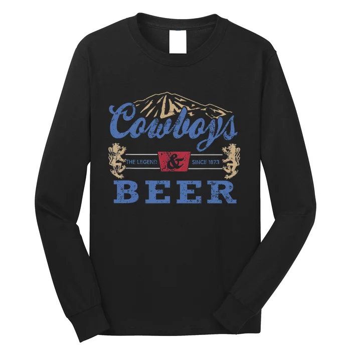 Cowboys And Beer Tee Women Rodeo Costume Western Vintage Long Sleeve Shirt