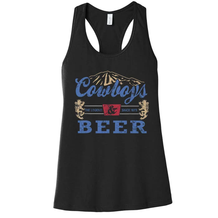 Cowboys And Beer Tee Women Rodeo Costume Western Vintage Women's Racerback Tank